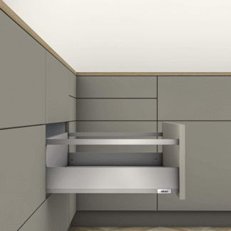 Szuflada MerivoBox z relingiem, wys. E (209mm), 500mm, obc. 40kg, szara