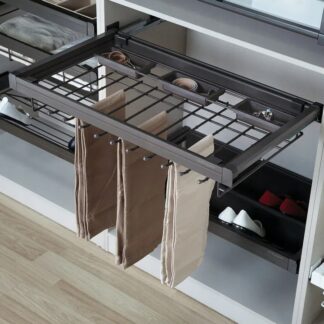 Szuflada wysuwana na spodnie z organizerem, 900 mm, mocca