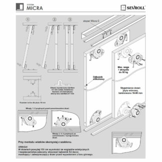 Zestaw okuć MICRA do niskich i wysokich zabudów, 1,4m, 1-drzwi