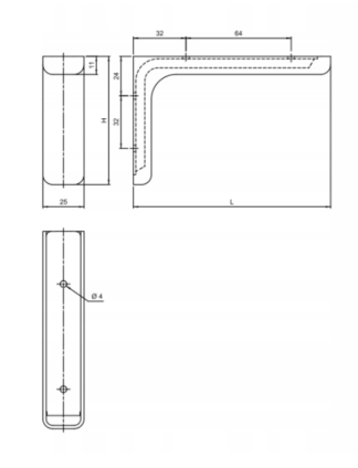Uchwyt pod półkę 24cm biały