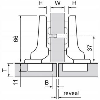 Zawias bliźniaczy BLUM 71M2650 + prowadnik