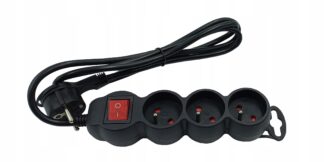 Przedłużacz listwowy z wyłącznikiem 3-gniazdkowy 1,5m czarny