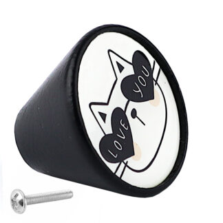 Gałka drewniana GD09 GAMET CZARNY KOT