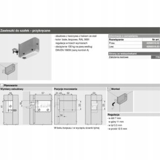 ZAWIESZKA DO SZAFEK, NA WKRĘTY L+P BRĄZ zestaw 2szt