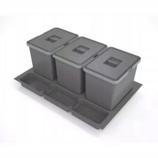 Kosz na śmieci z tacką do szuflady 800mm, 3x15L, szary