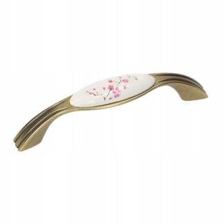 Uchwyt meblowy UP17, 96mm, stare złoto + porcelana