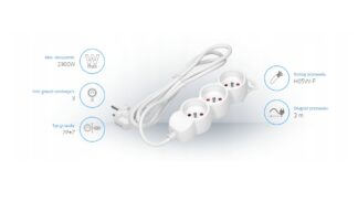 Przedłużacz listwowy 3-gniazdkowy 3m biały