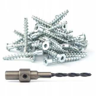 Wkręt konfirmat do drewna 6,4x50mm 1000sz + wiertło