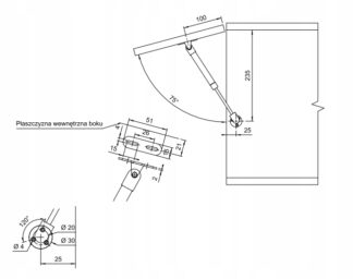 Podnośnik gazowy 60N krótki