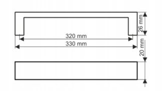 Uchwyt meblowy UA59, 320mm, stal szczotkowana