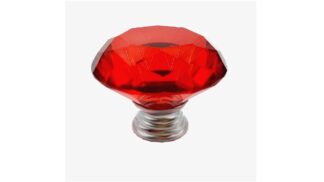 Gałka meblowa KN007, kryształowa, 40mm, czerwona (chrom)