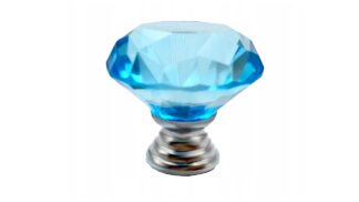 Gałka meblowa KN009, kryształowa, 30mm, niebieska morska (chrom)