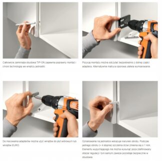 Tip-on do drzwi, wersja długa z magnesem, szary