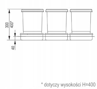 Pojemnik na odpady Praktiko 90 potrójny 3x15L srebrny