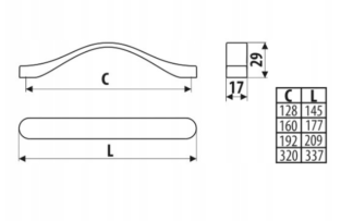 Uchwyt meblowy UU16, 128mm, satyna