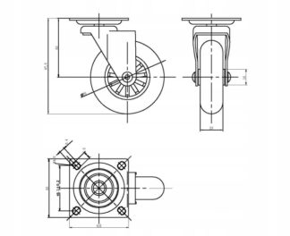 Kółko meblowe obrotowe AMIX fi75 przeźroczyste