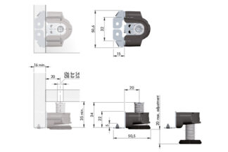 Stopka regulowana Integrato Tech G, H0-20 mm , nośność 175kg