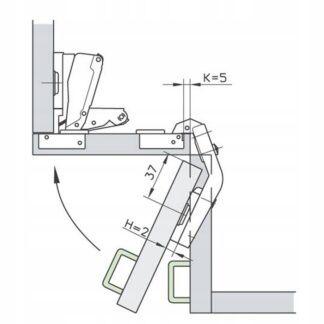 Zawias uzupełniający FGV do szafki narożnej + prowadnik