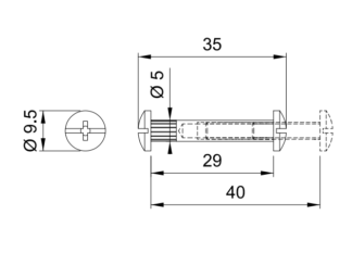 Złącze meblowe fi5 tuleja + wkręt - AMIX