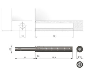 K-push Tech 37mm wpuszczany  z magnesem -szary