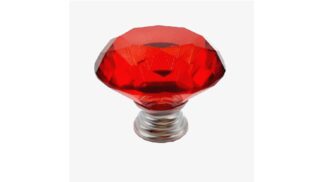 Gałka meblowa KN009, kryształowa, 40mm, czerwona (chrom)