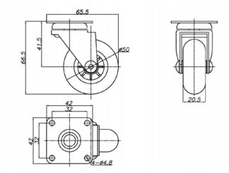 Kółko meblowe obrotowe fi50 przeźroczyste