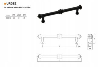 Uchwyt meblowy UR082, 96mm, czarny mat