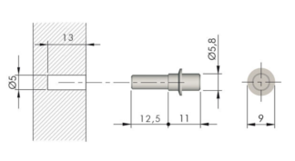Flipper - zestaw (100szt.) trzpien L=8,5, L1=9. - dla podpórki/złlacza - FLIPPER