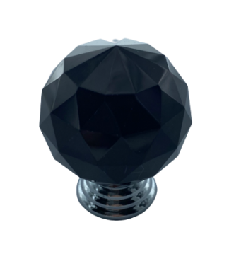 Gałka kryształowa 40mm KN007 -czarna (chrom)