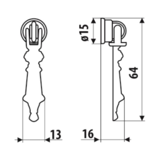 Kołatka meblowa KT07, patyna na mosiądzu